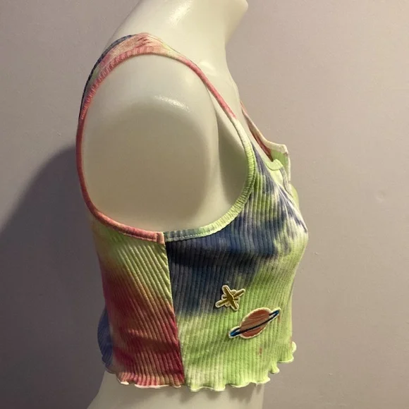 👽 SPACE ALIEN TIE DYE CROP TOP - Picture 2 of 7